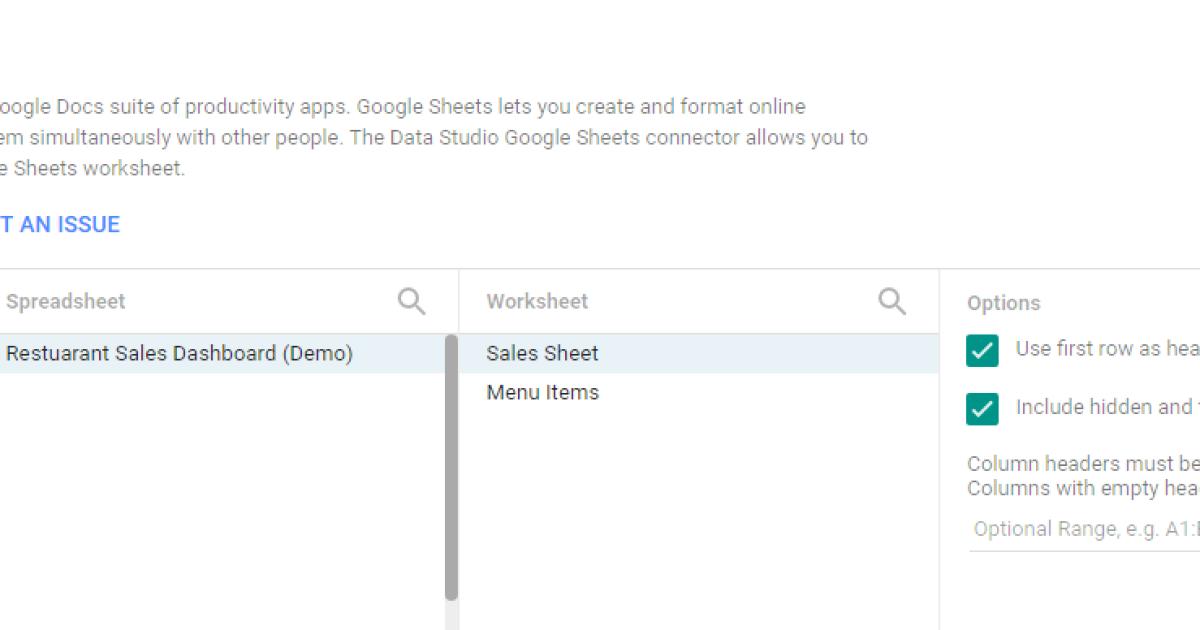 chọn Google Sheets làm Trình kết nối